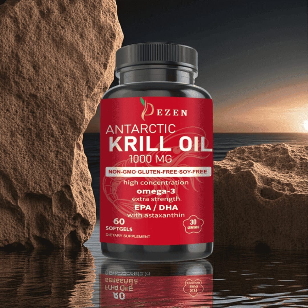 DEZEN Krill Oil Softgels with Omega-3 60 Count – Heart & Brain Support