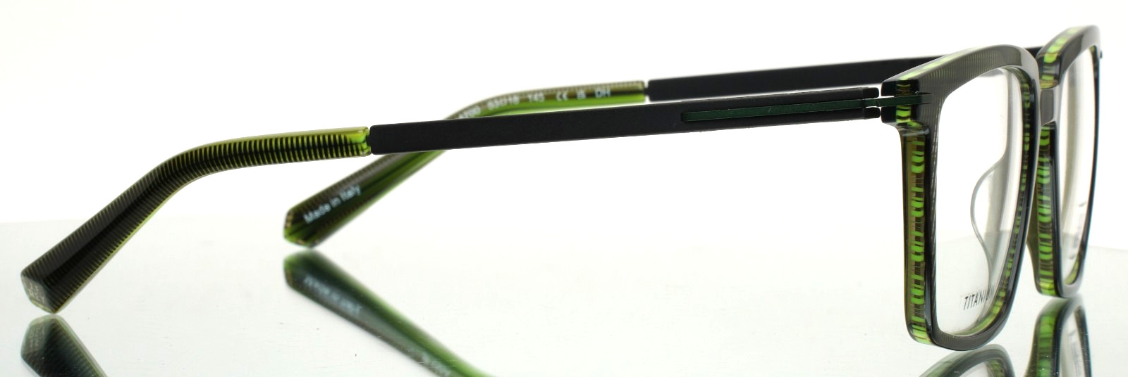 JF REY JF1554 4700 Green Black Mens Rectangle Full Rim Eyeglasses 53-18-145 B:40