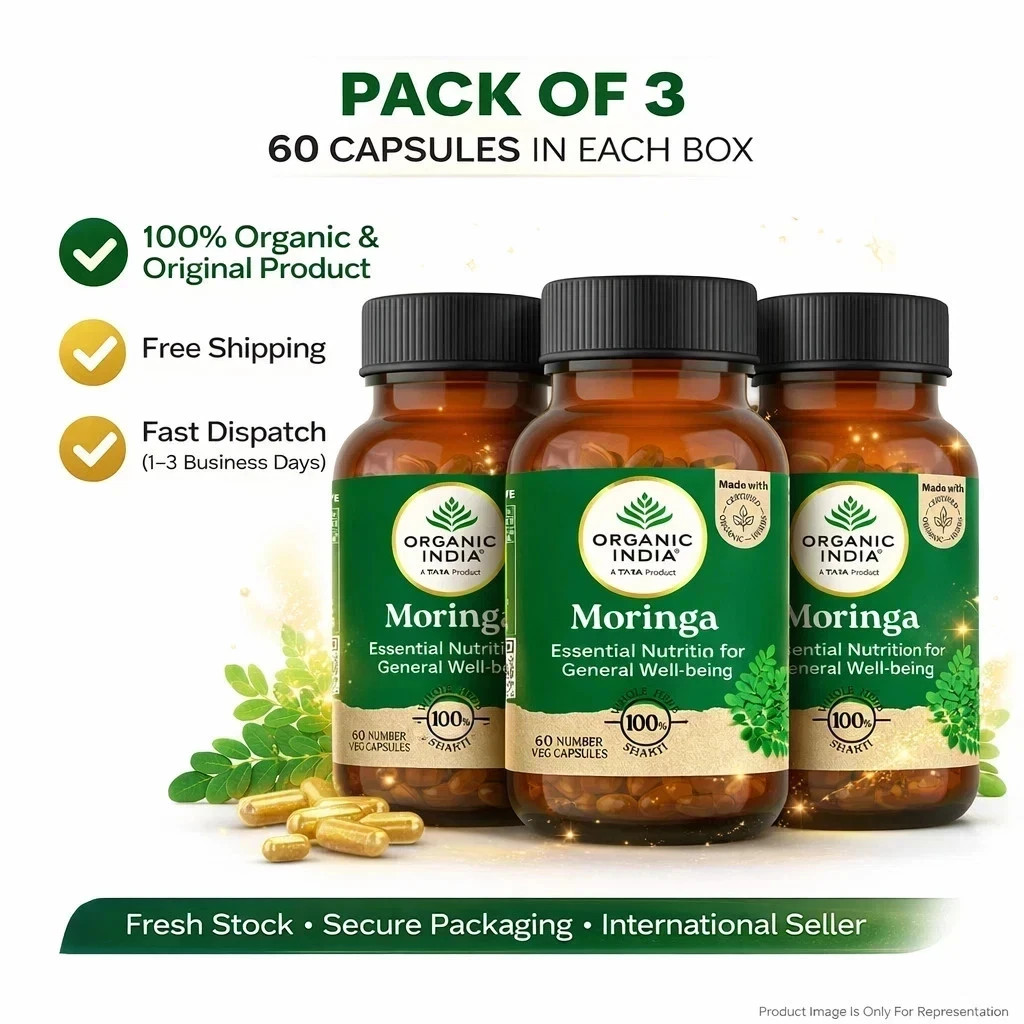 Pack of 3 Organic India Moringa 180 Veg Caps Ayurvedic Support Energy