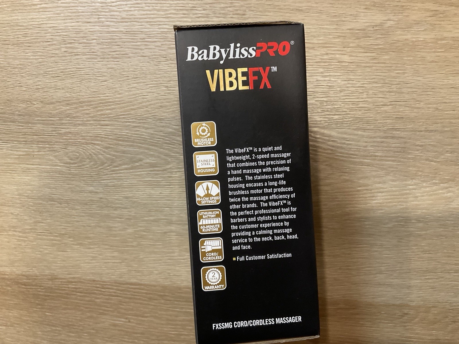BaBylissPRO VIBE FX Cordless Vibration Body Massager 2-Speed Gold FXSSMG