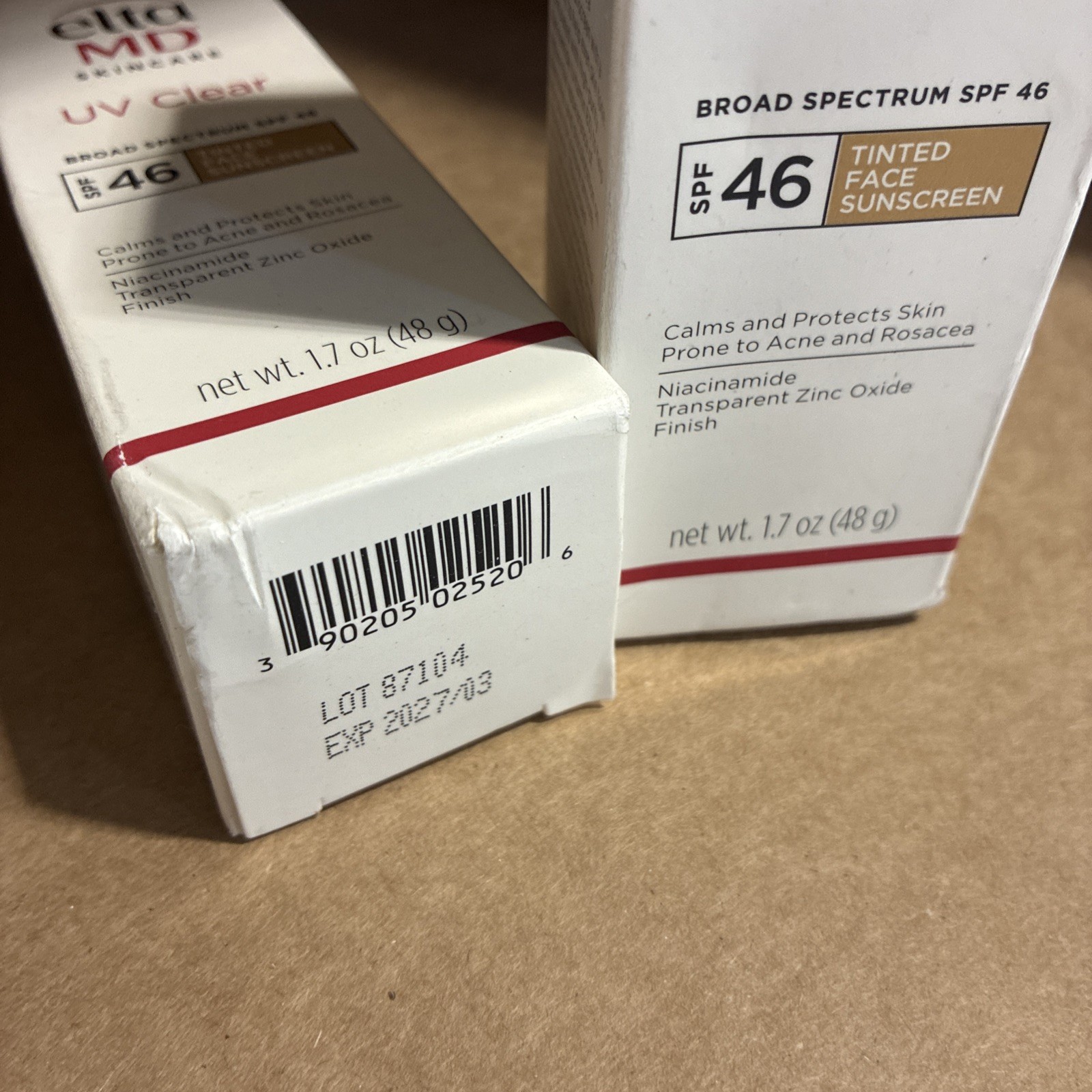 2 Pack UV Clear TINTED Facial Sunscreen SPF 46 1.7 oz Experation 2029 New in Box