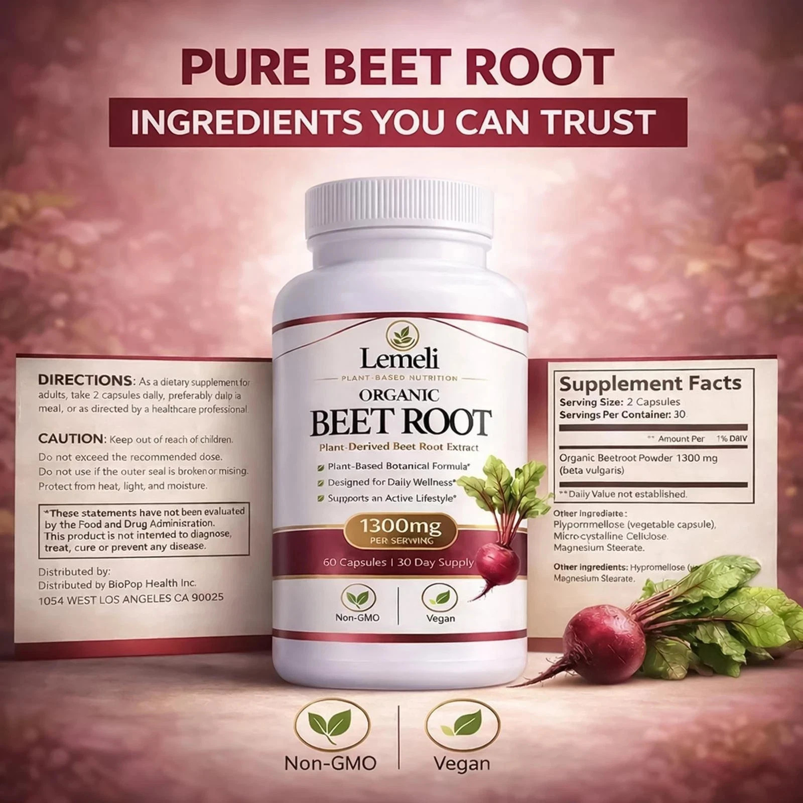 2pcs Lemeli Beetroot Plant-Based Daily Wellness Supplement – Antioxidant Blend