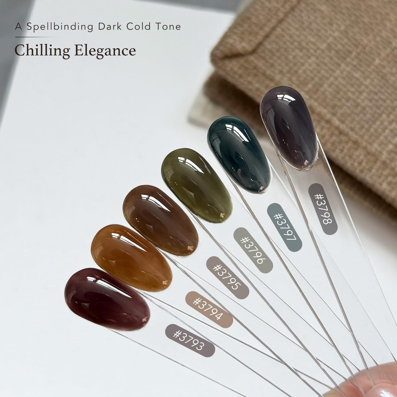 Dark Gel Nail Polish of 6 Milky Jelly Colors Brown Green Black Gel Polish Kit fo