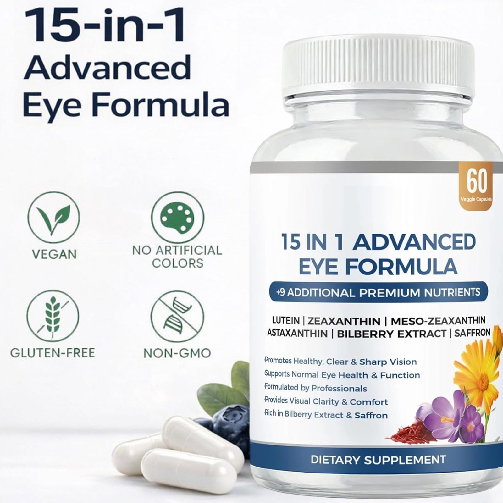 Eye Formula, 15 in 1 Advanced Formula with All 3 Carotenoi