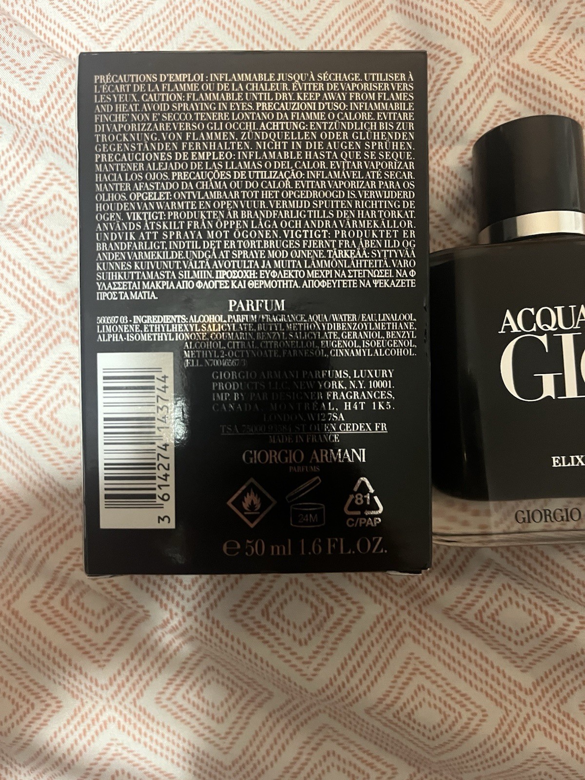 Giorgio Armani Acqua di Giò Elixir Parfum Spray, Regular Size 1.6 oz barely use