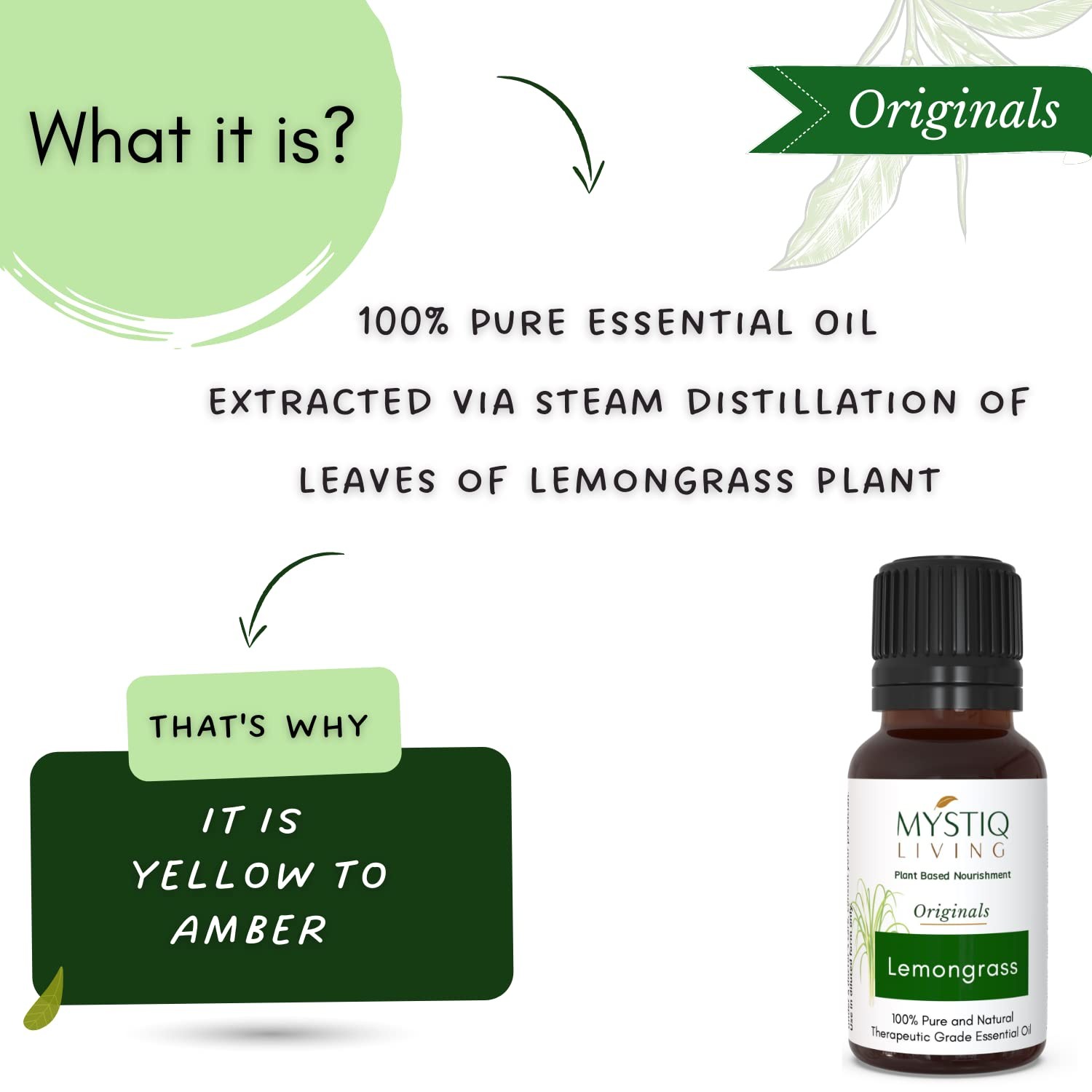 Mystiq Living Lemongrass Essential Oil For Skin & Hair 15ml