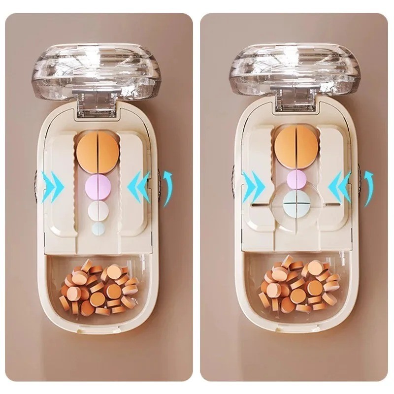 Adjustable Precise Pill Cutter Storage Box Portable Drug Tablet Medicine Dust US