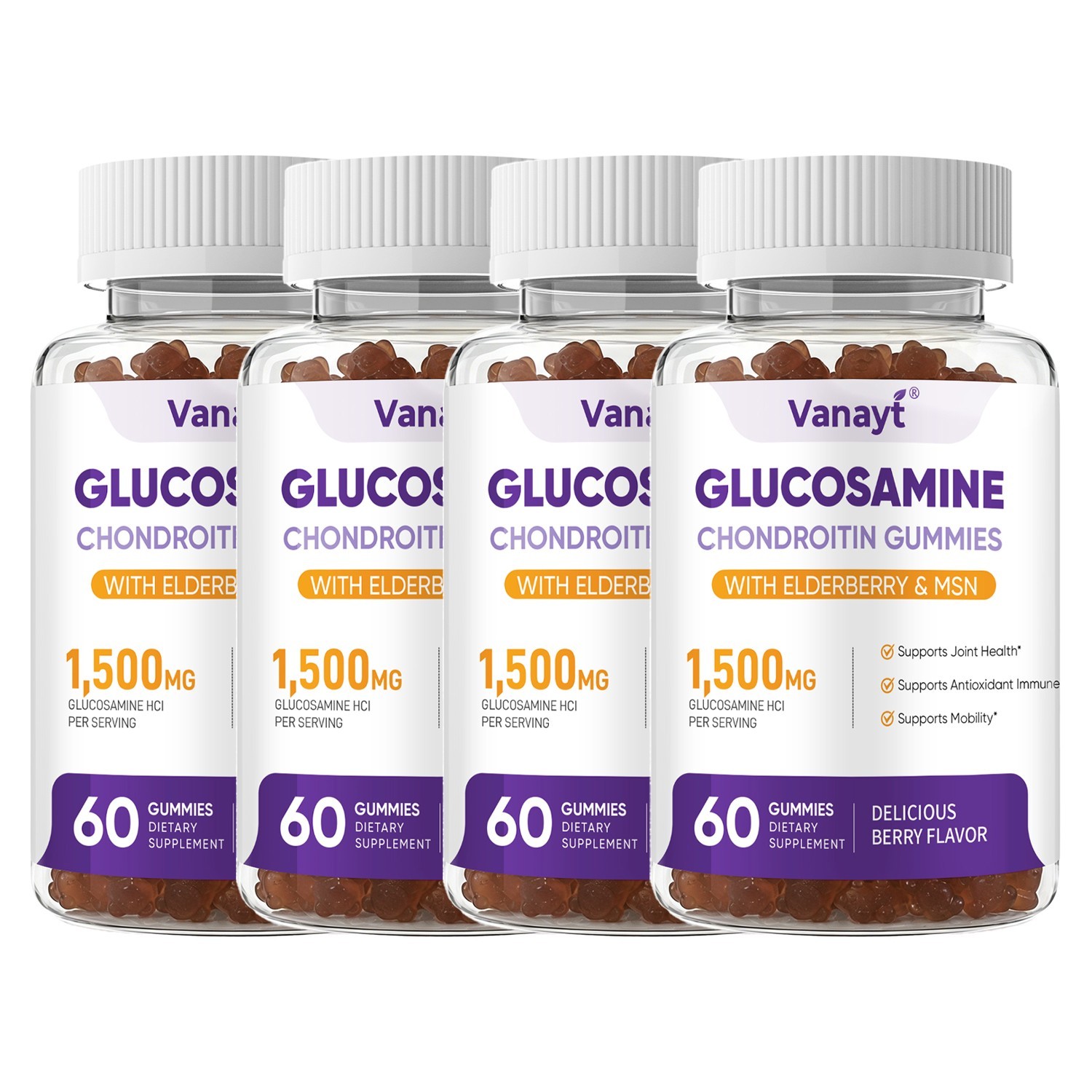 1/2/4PCS Glucosamine Chondroitin Gummies MSM Triple Strength Joint Support 60Ct