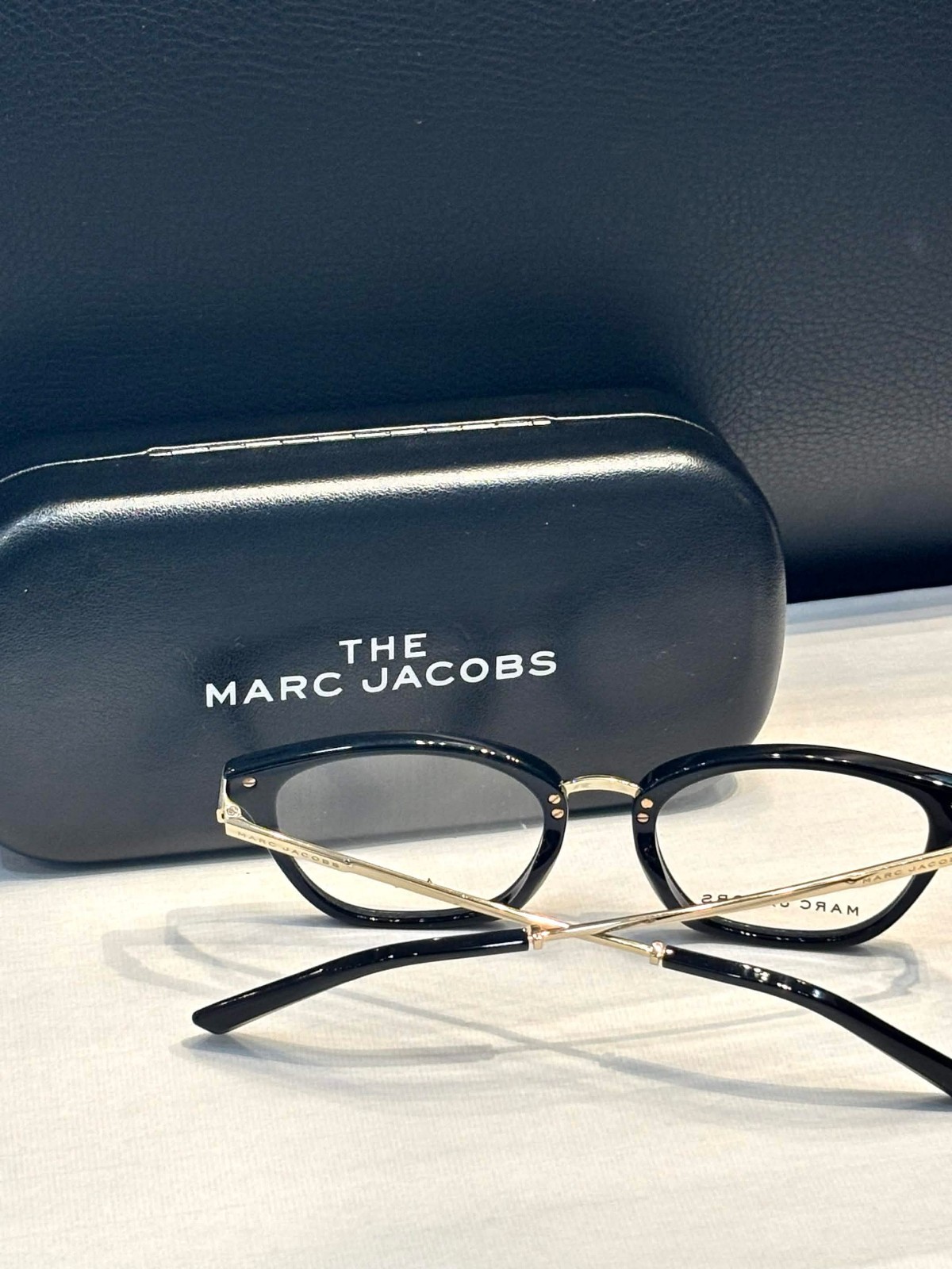 NEW MARC JACOBS 397 Acetate Black & Light Gold Cat Eye Eyeglasses Frame – 50mm
