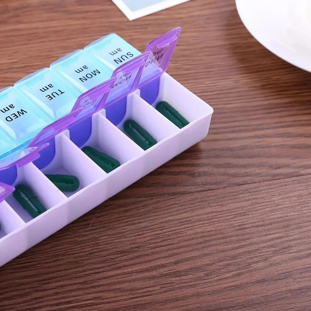 2 Pack Weekly Pill Box Organizer Twice a Day 7 day AMPM Organizer Case Medicine
