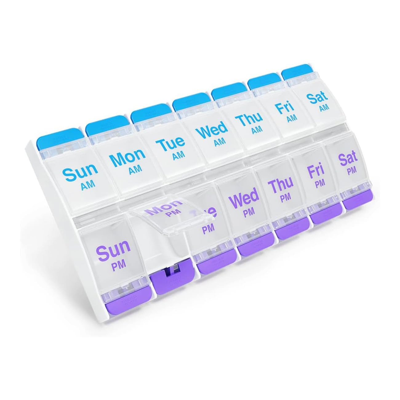 Push Button (7-Day) Pill, Medicine, Vitamin Organizer | Weekly, 2 Time