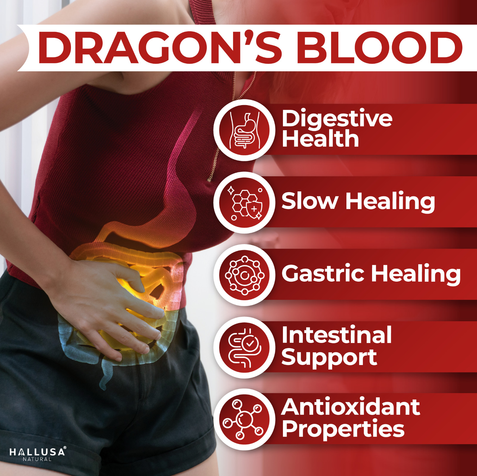Hallusa Natural Dragon’s Blood capsules 1000mg – Croton Lechleri – 60 Count