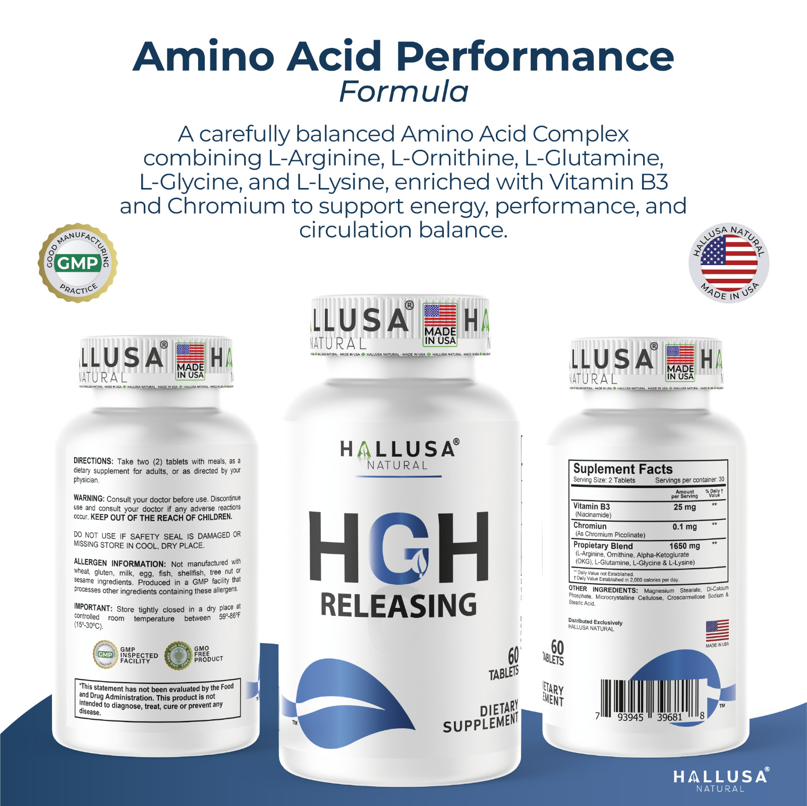 HGHBooster | Amino Acid Complex | Energy, Muscle & Workout Support | 60 Tablets