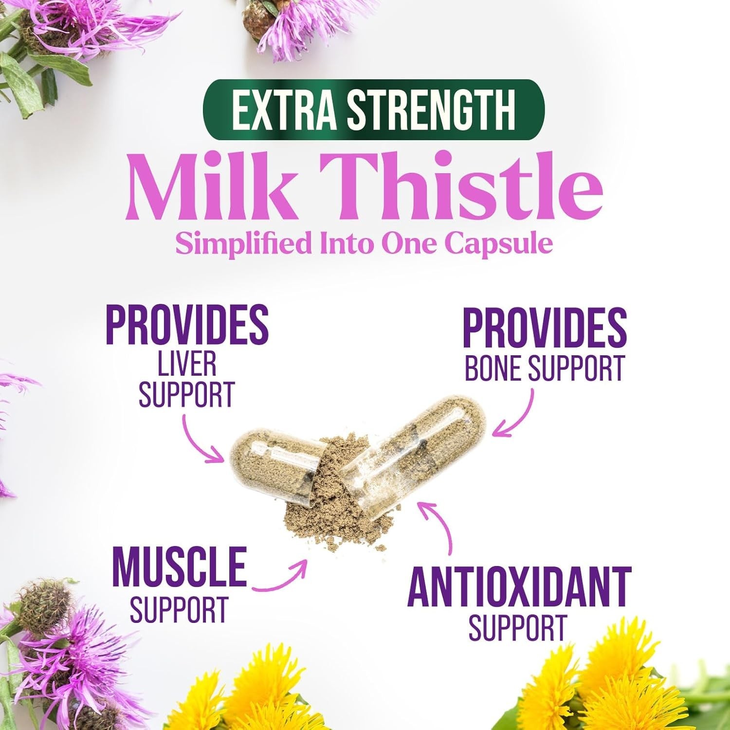 Milk Thistle Supplement – Max Strength 1000mg for Liver Cleanse Detox & Repair