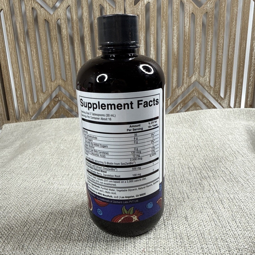 2 Pack MaryRuth’s Hair Liquid 16oz, Blueberry Pomegranate Sugar-Free Formula