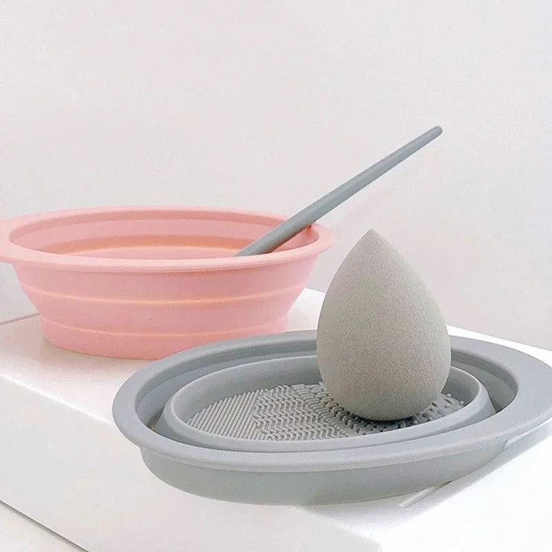 Silicone Makeup Brush Cleaner Bowl Foldable Clean Mat Cosmetic Foundation Eyesha
