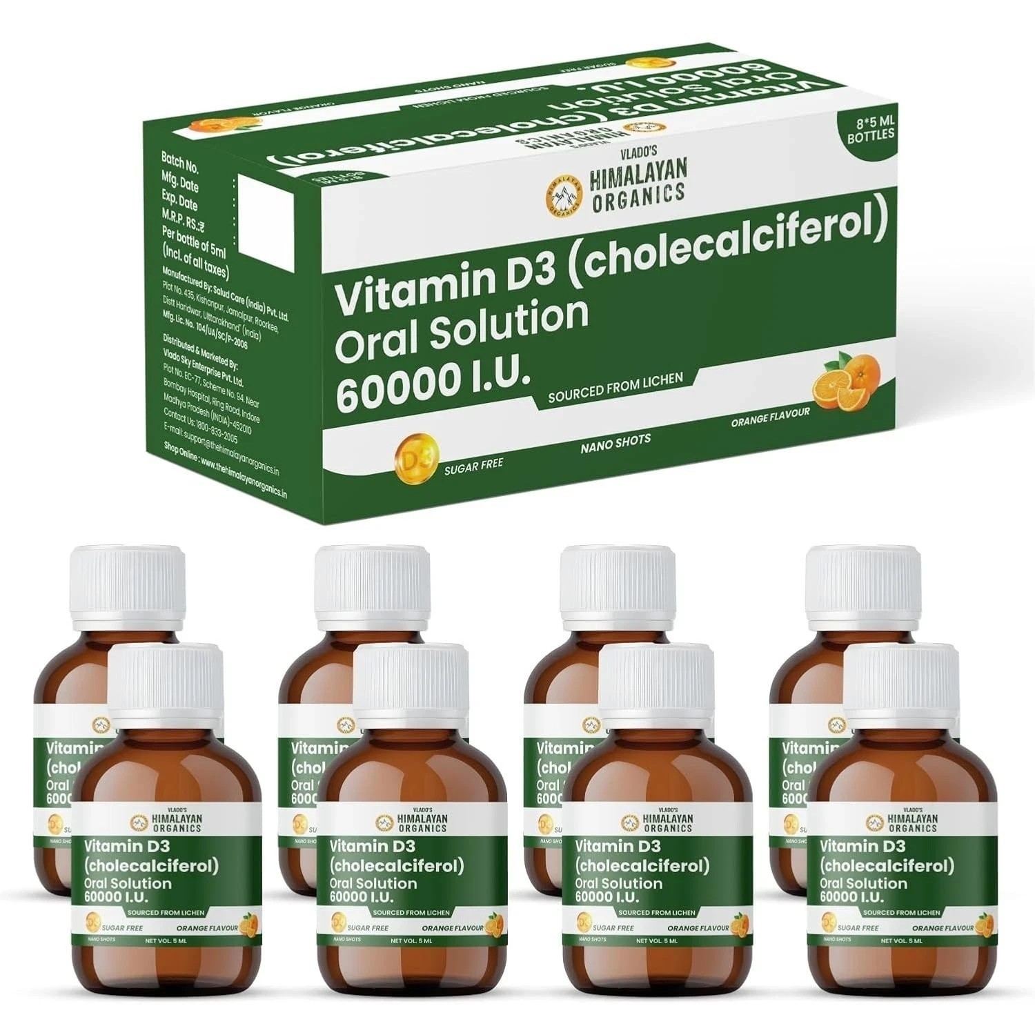 Vitamin D3 60000 IU Shots | Cholecalciferol Vitamin D3 60000 IU Supplement (8x)