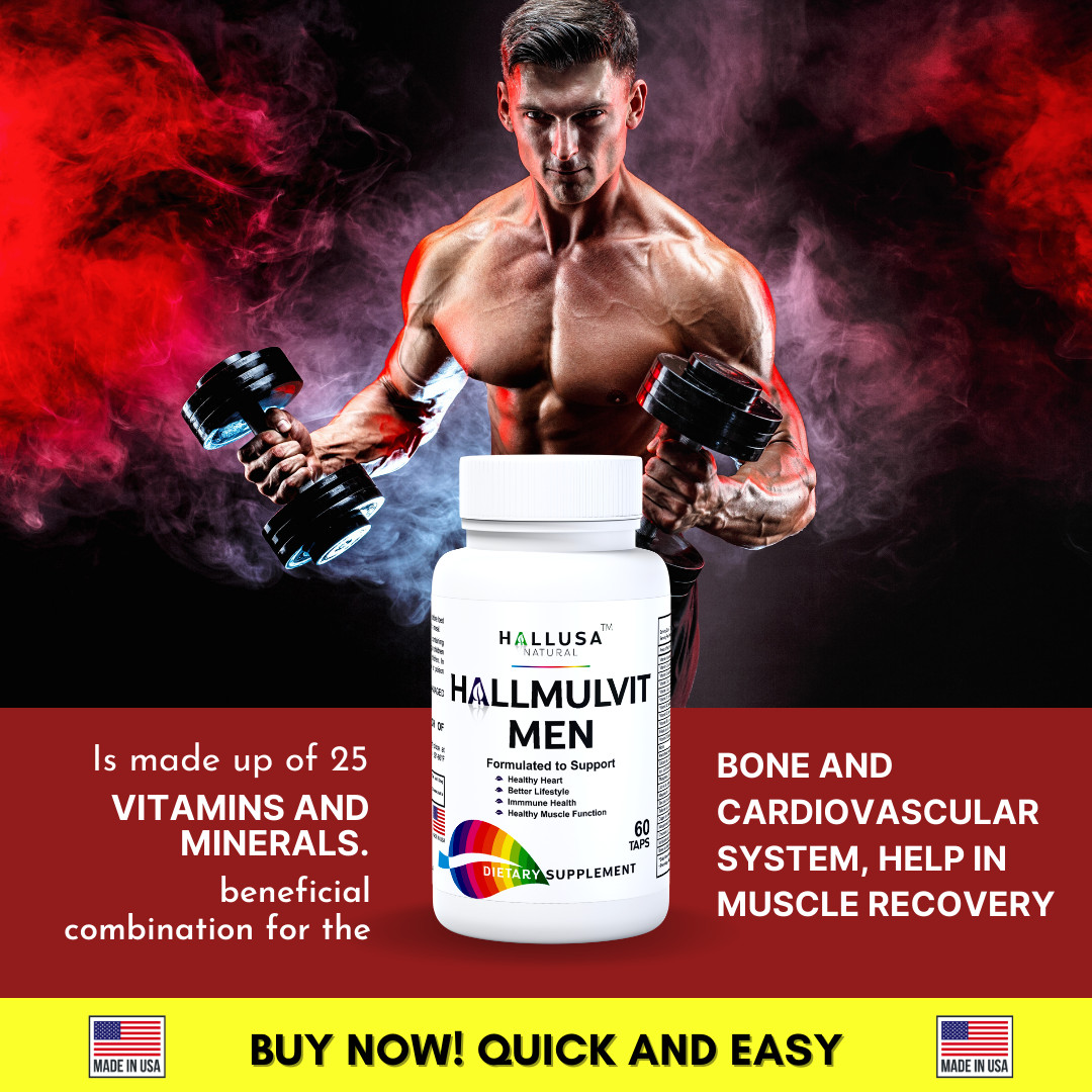 HALLMULTIVIT Men’s Multivitamin Energy Boost – Vitality & Wellness – 60 Tabs