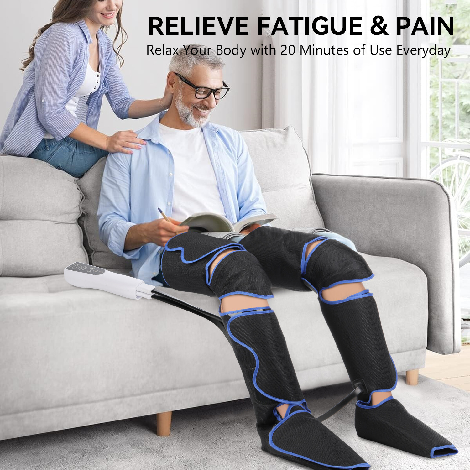 Portable Leg Massager, Air Compression Thigh, Calf, Knee & Feet Massager b