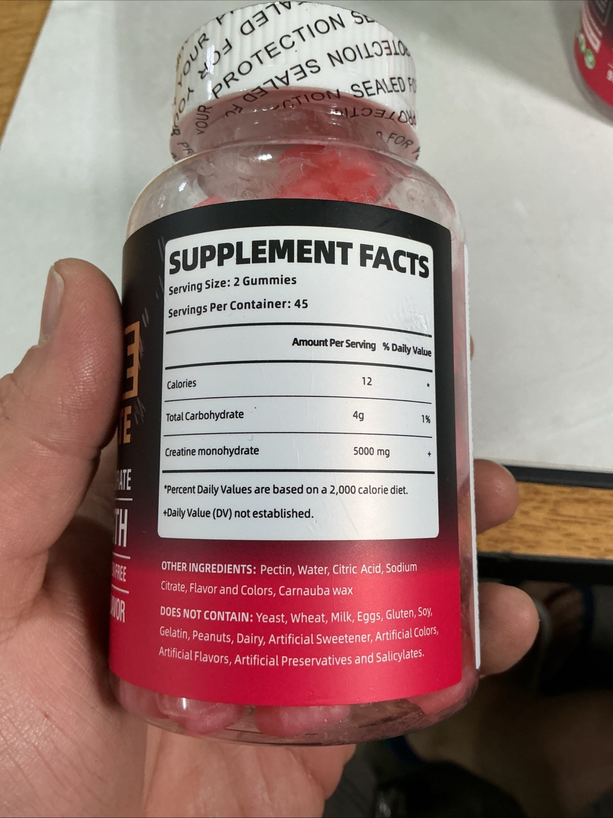 Creatine Monohydrate Gummies (2 PACK) 90ct Strawberry 5000mg Per Serving
