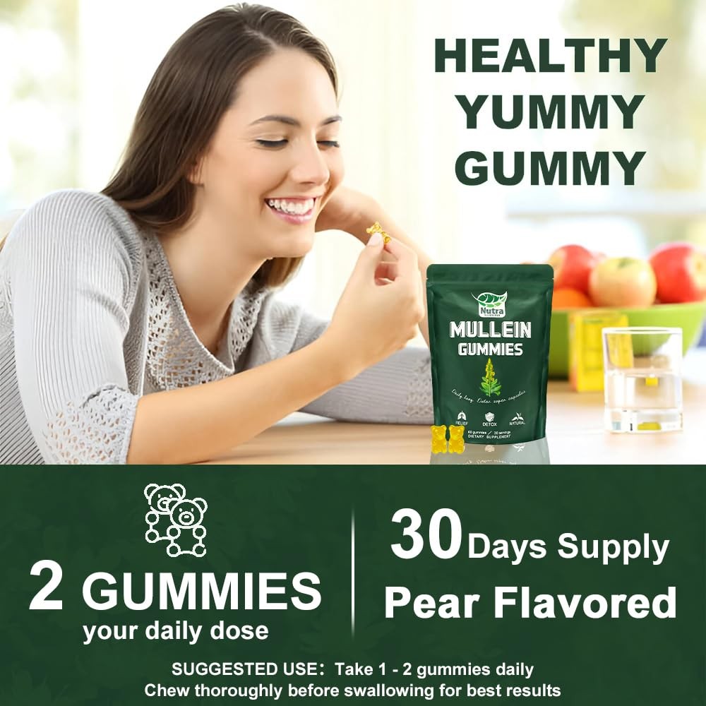 NutraNourish Mullein Gummies, 2000mg Mullein Leaf Extract 501 per Serving, Lu…