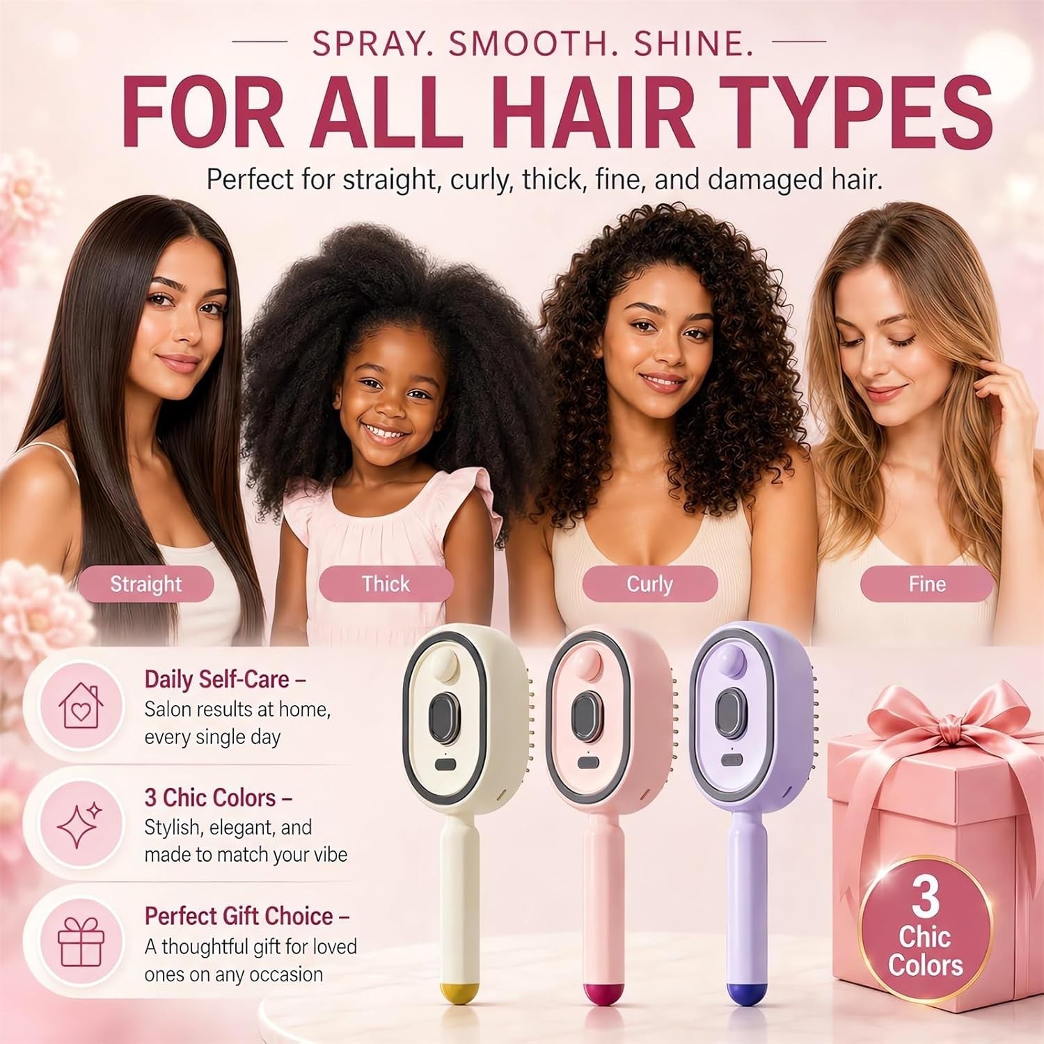 2026 All in One Misting Aqua Detangler Brush Electric Spray Air Cushion Massage