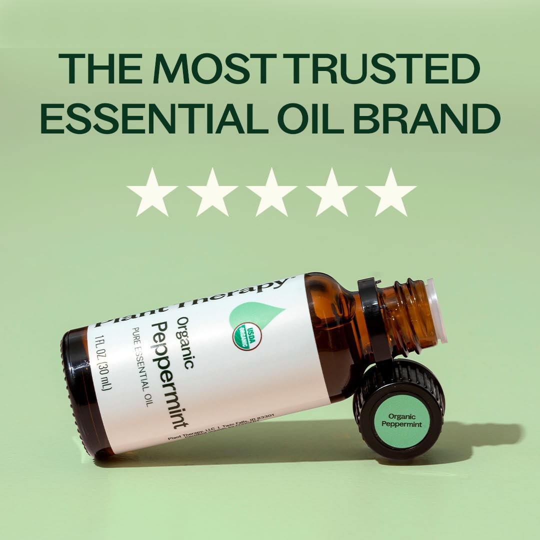 Plant Therapy Organic Peppermint Essential Oil 30 1 Fl Oz (Pack of 1), Clear