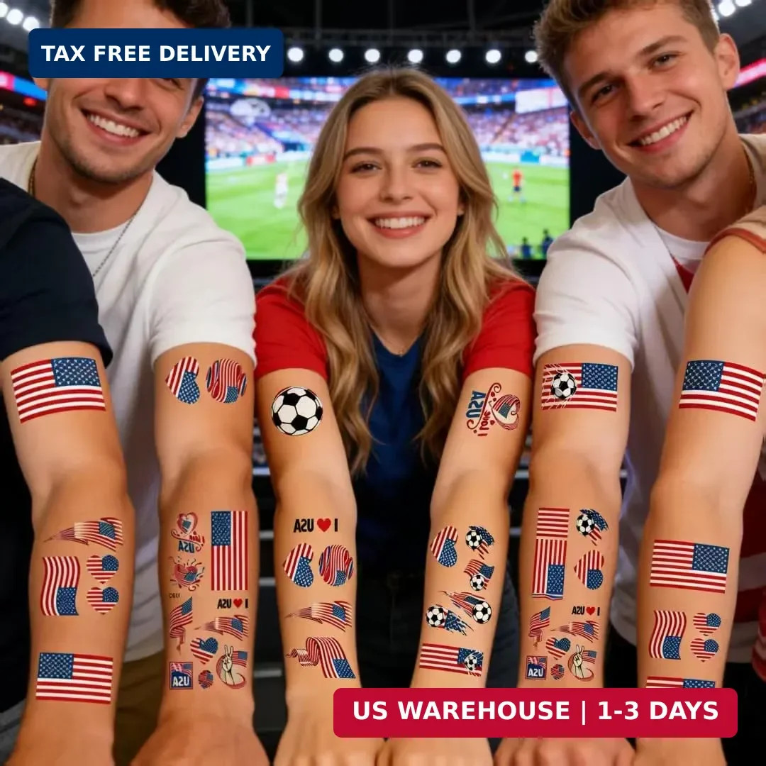 80PCS 2026 World Cup Stickers Temporary Tattoos, 14Pack United States Soccer Tea