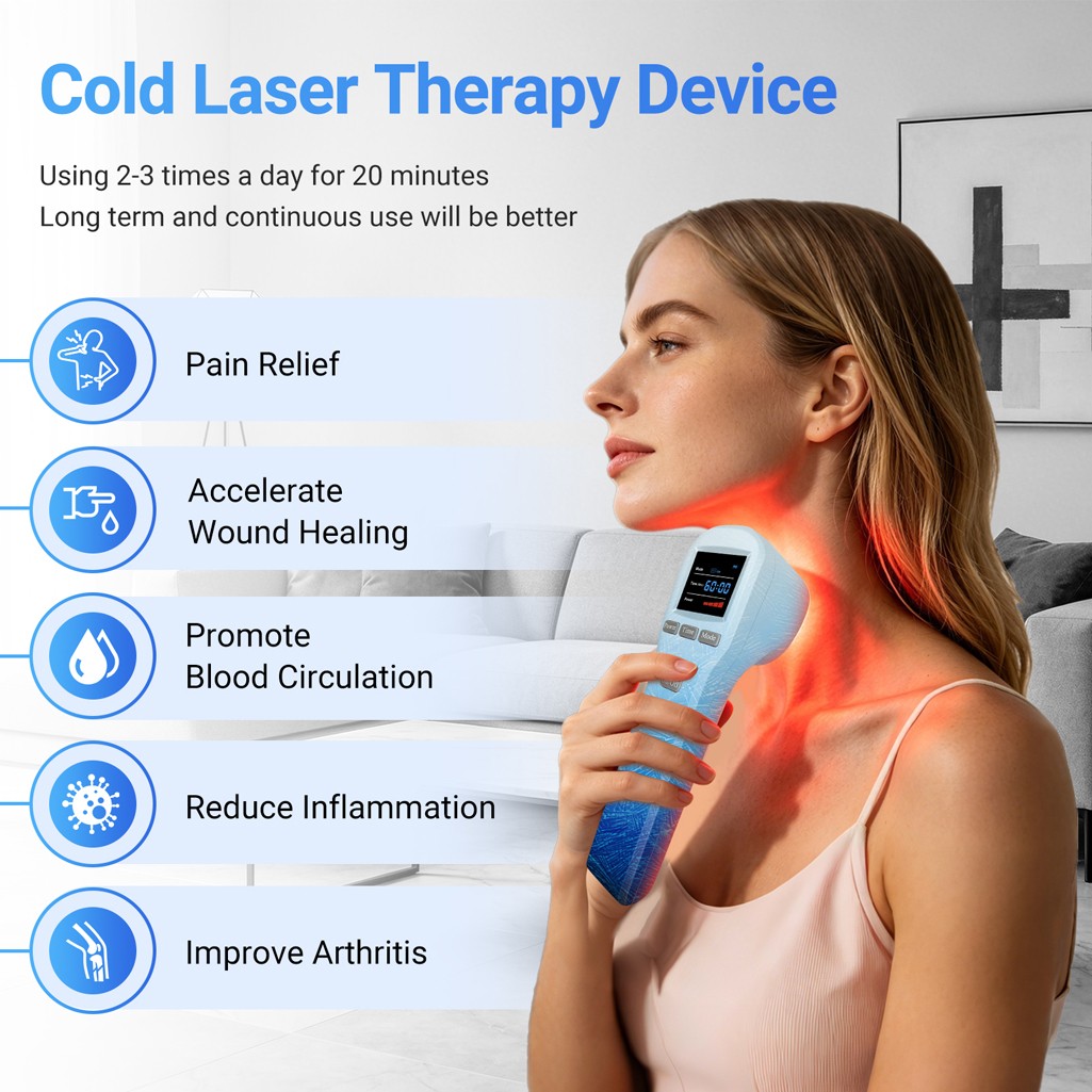 Handheld 650nm 808nm Cold Laser Light Therapy Device for Joints & Muscles Pain