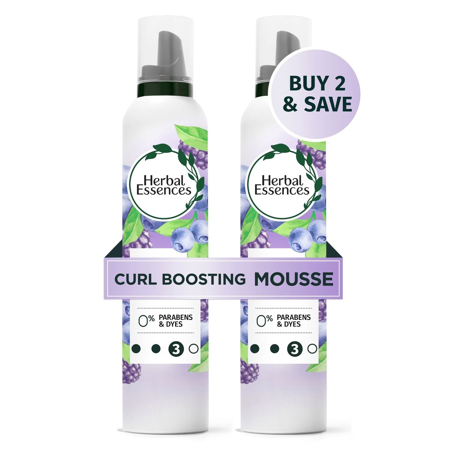 2 Pack Herbal Essences Curly Hair Curl Boosting Mousse 24 Hour Hold 6.8oz New