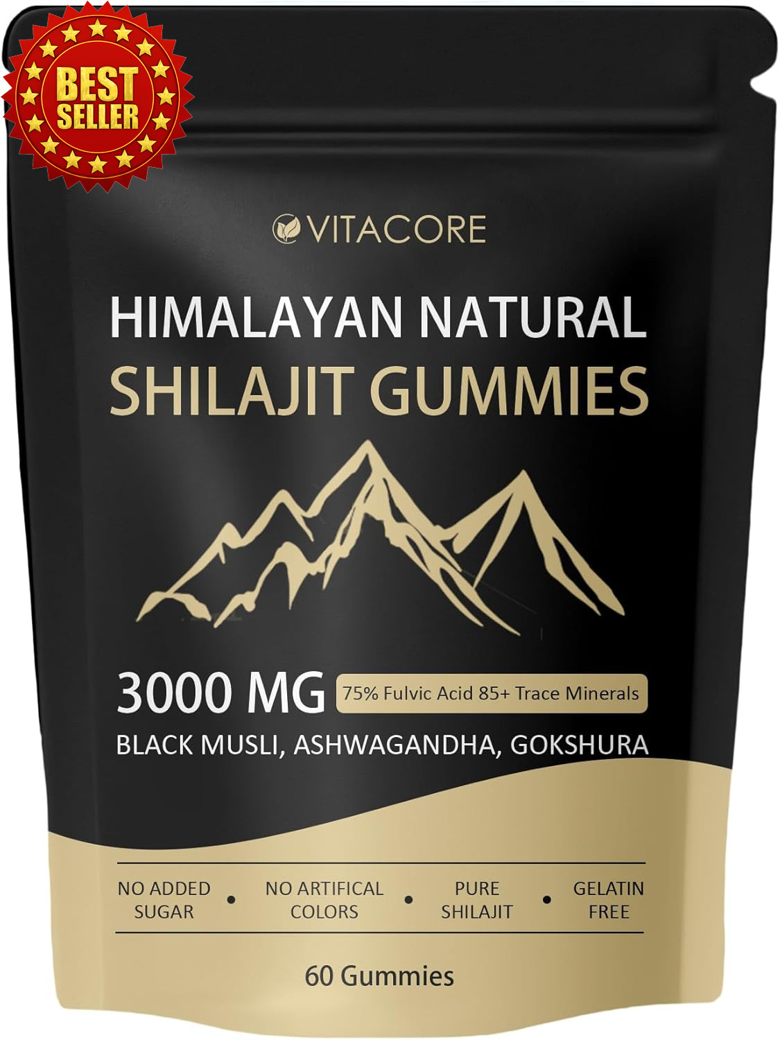 Vitacore Shilajit Gummies 60 Count Himalayan Fulvic Acid Gluten-free Formula
