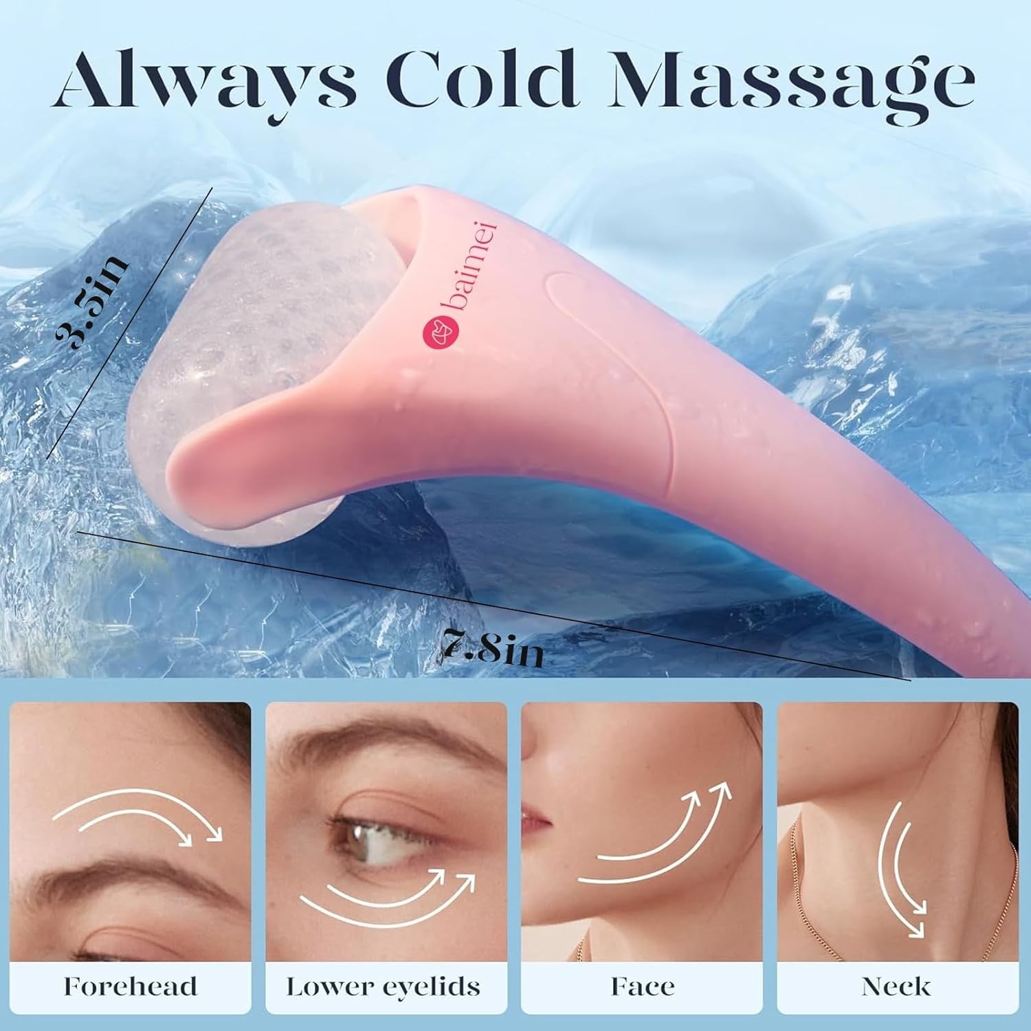 BAIMEI IcyMe Ice Roller for Face and Gua Sha Facial Tool Set, Ice Face Roller Re