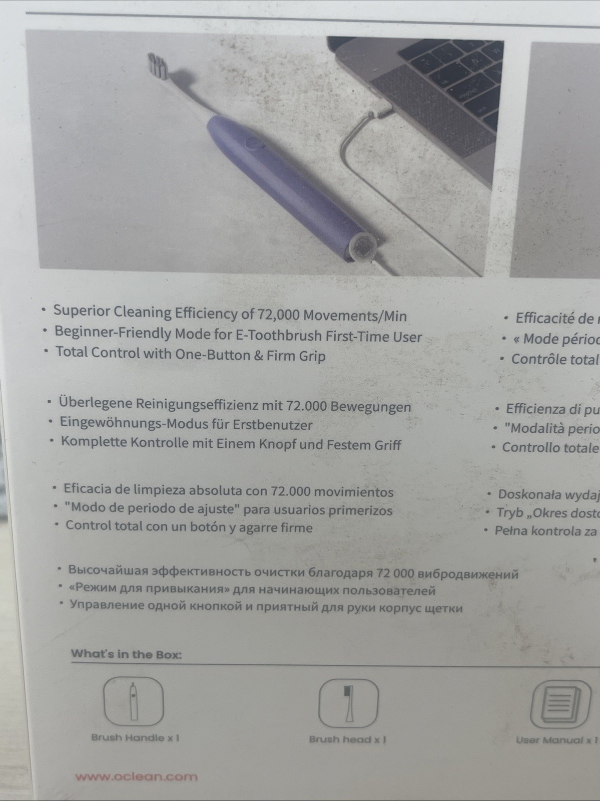 Oclean Endurance Sonic Purple Electric Toothbrush with 30 Days Battery Life, New