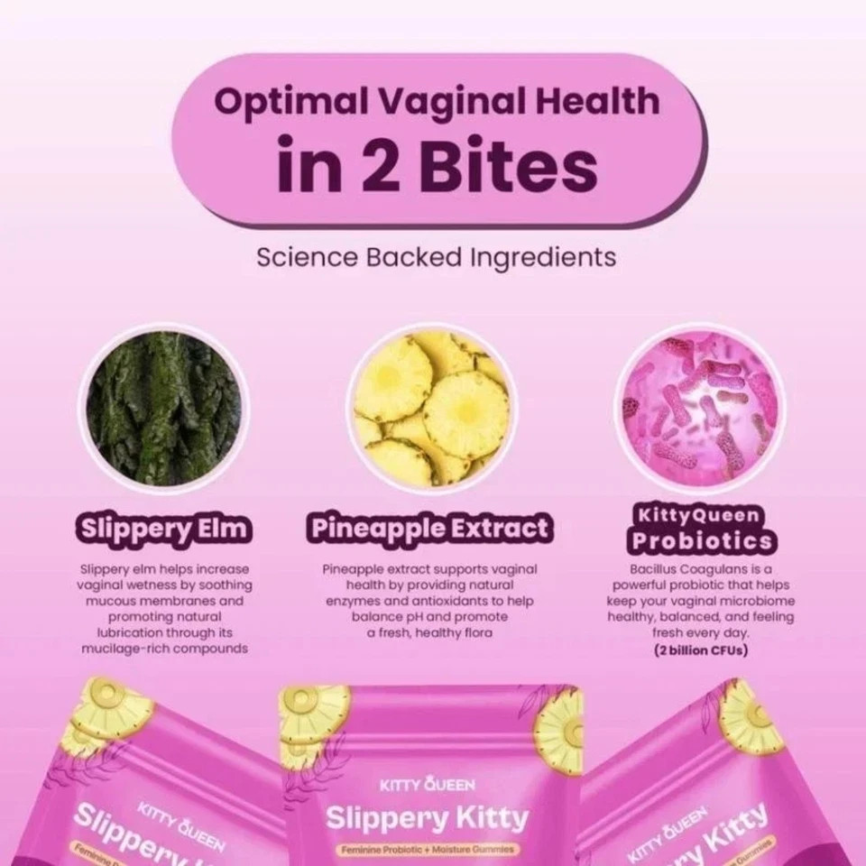 Slippery Kitty Kitty Queen Feminine Probiotic Gummies Vaginal Hydration Wellness