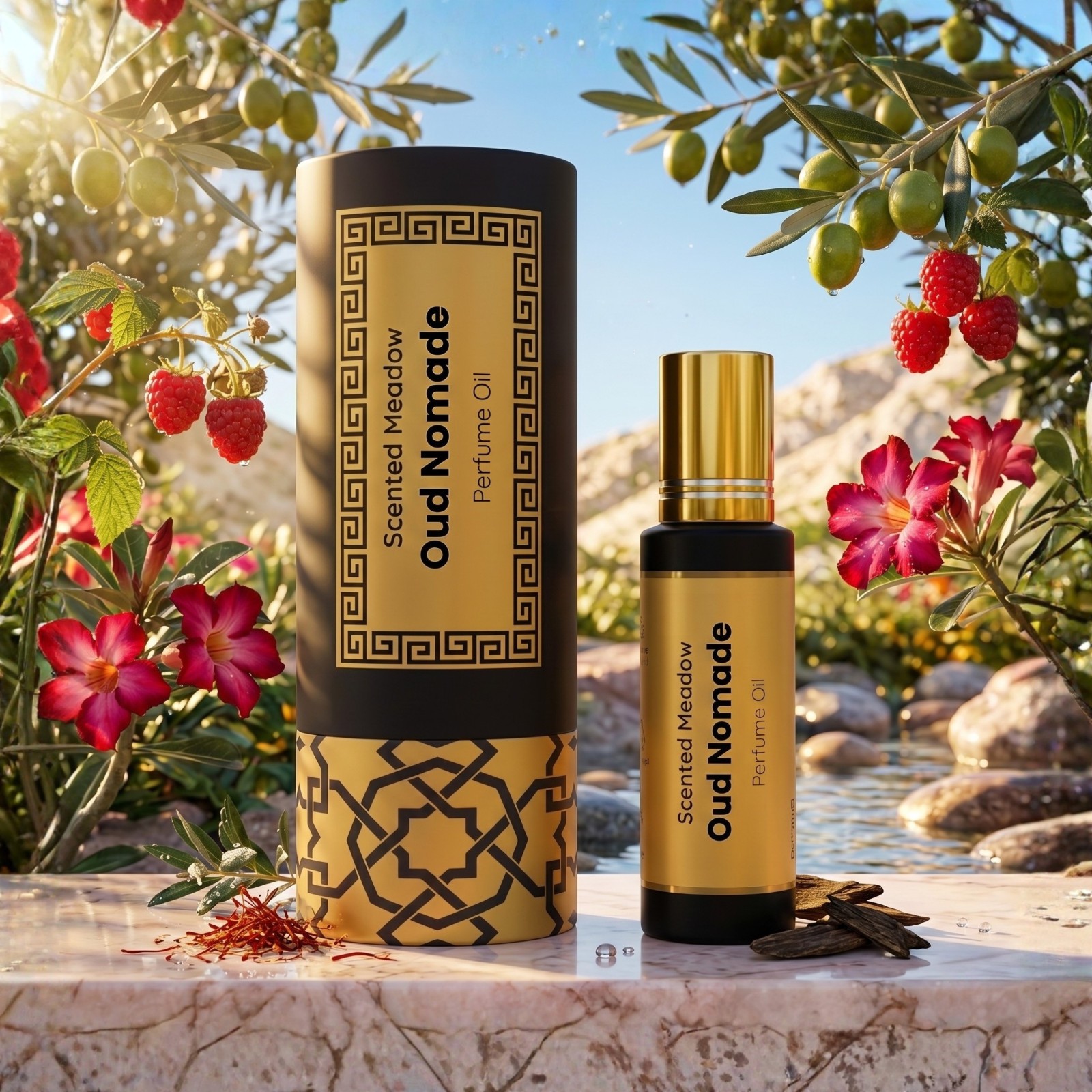 Scented Meadow Oud Nomade Roll-On Perfume Oil for Unisex – 0.5 fl oz (15 ml)