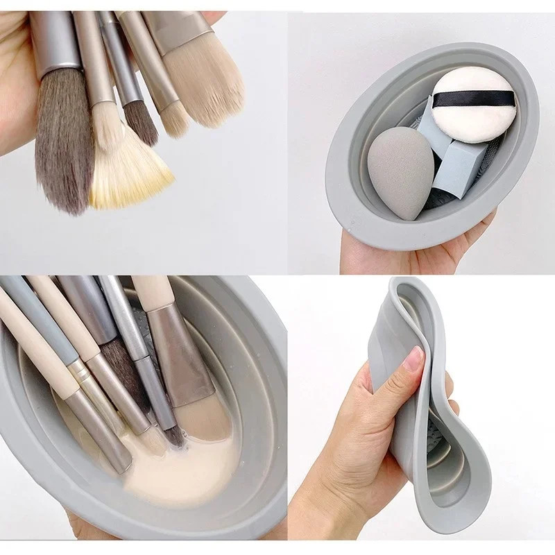 Silicone Makeup Brush Cleaner Bowl Foldable Clean Mat Cosmetic Foundation Eyesha