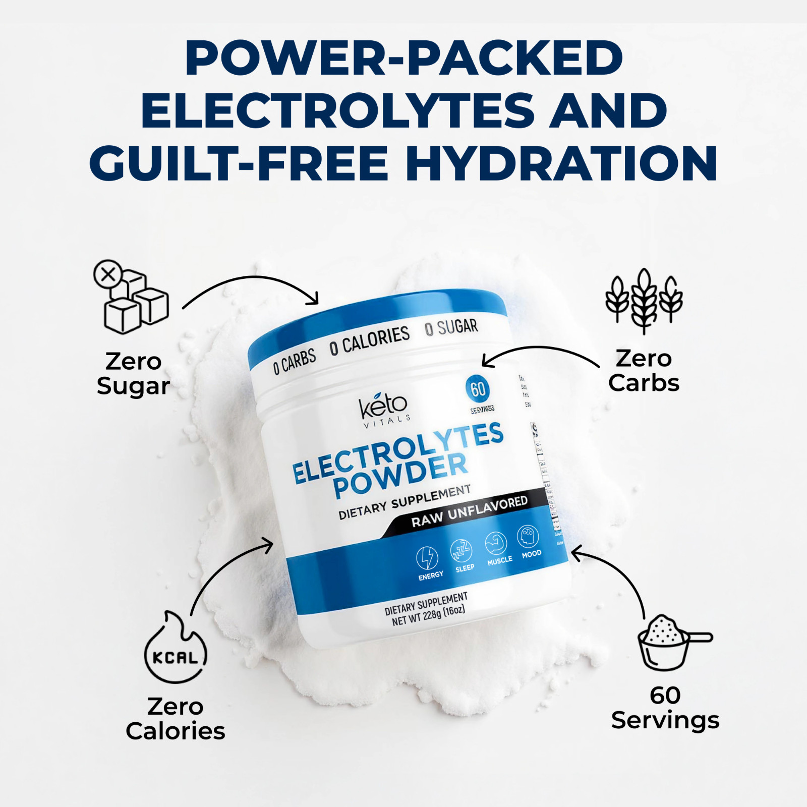 Keto Vitals Unflavored Electrolyte Powder