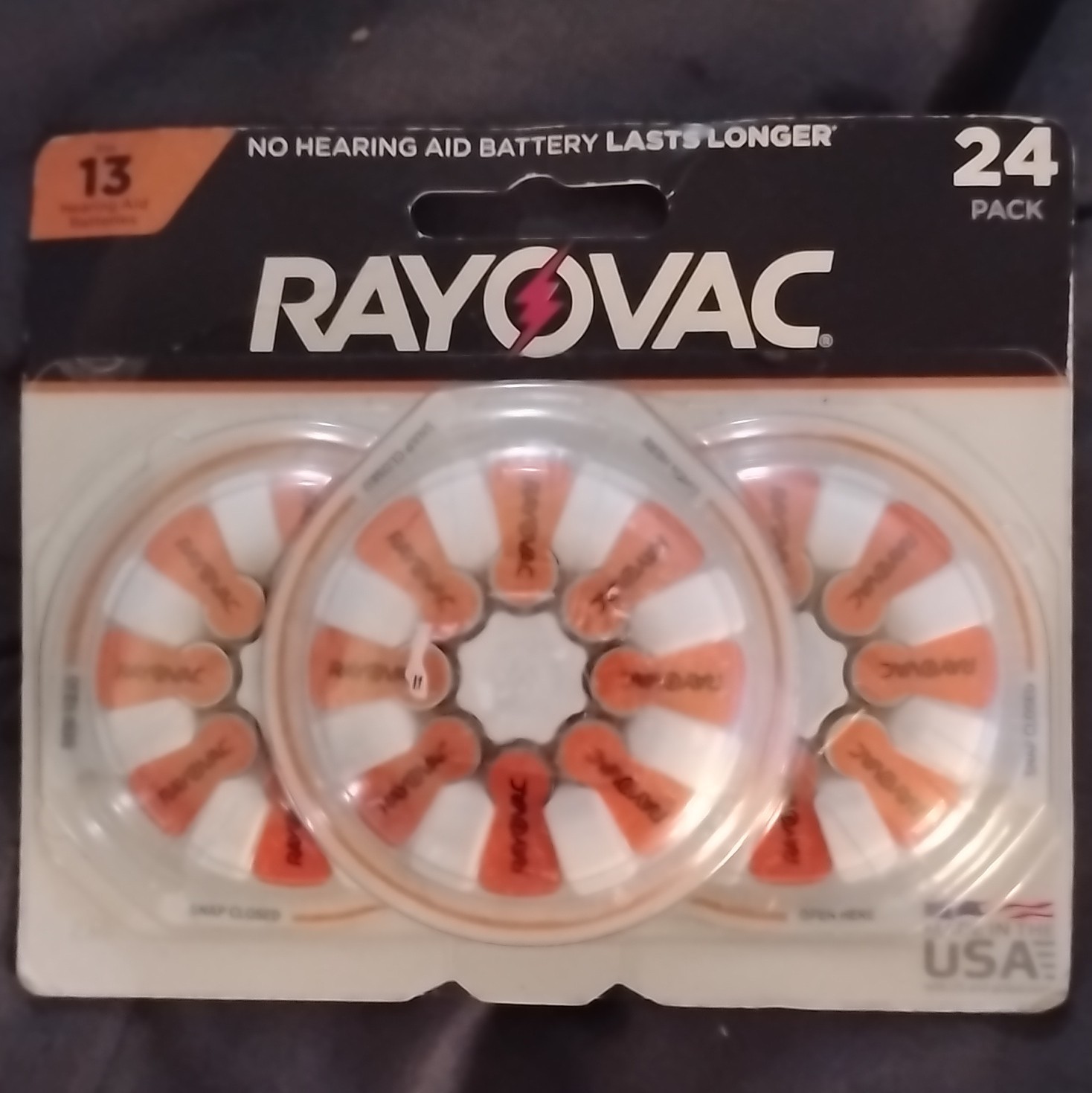 Rayovac Size 13 (Orange) Zinc-Air Hearing Aid Batteries 24 Pack 1.45V