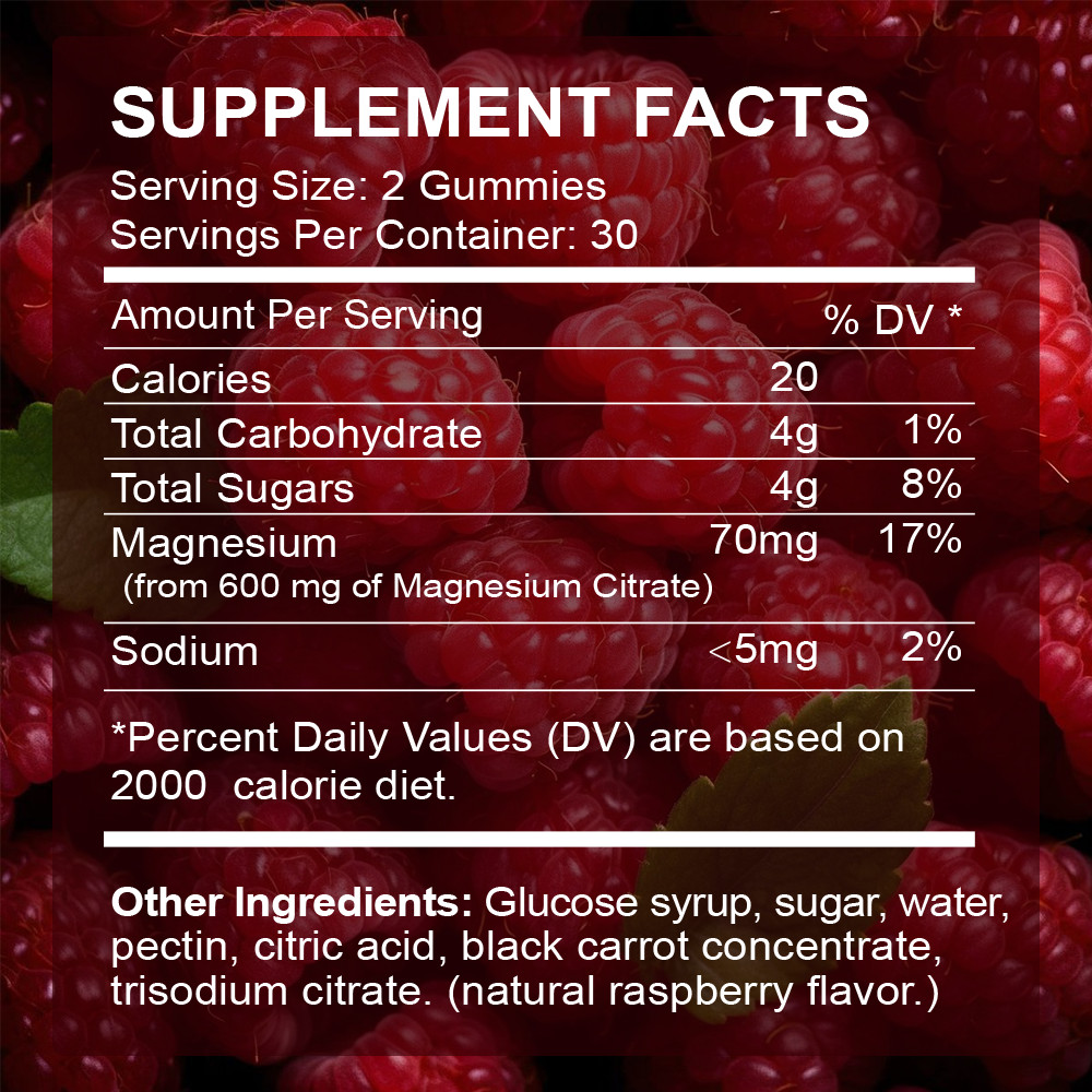 Magnesium Citrate Gummies 600mg Per Serving Highest Potency Supplement Non-GMO