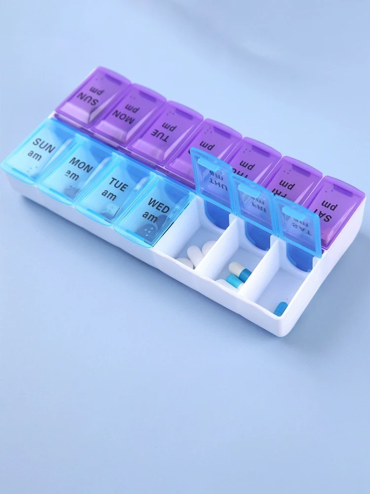 2 Pack Weekly Pill Box Organizer Twice a Day 7 day AMPM Organizer Case Medicine