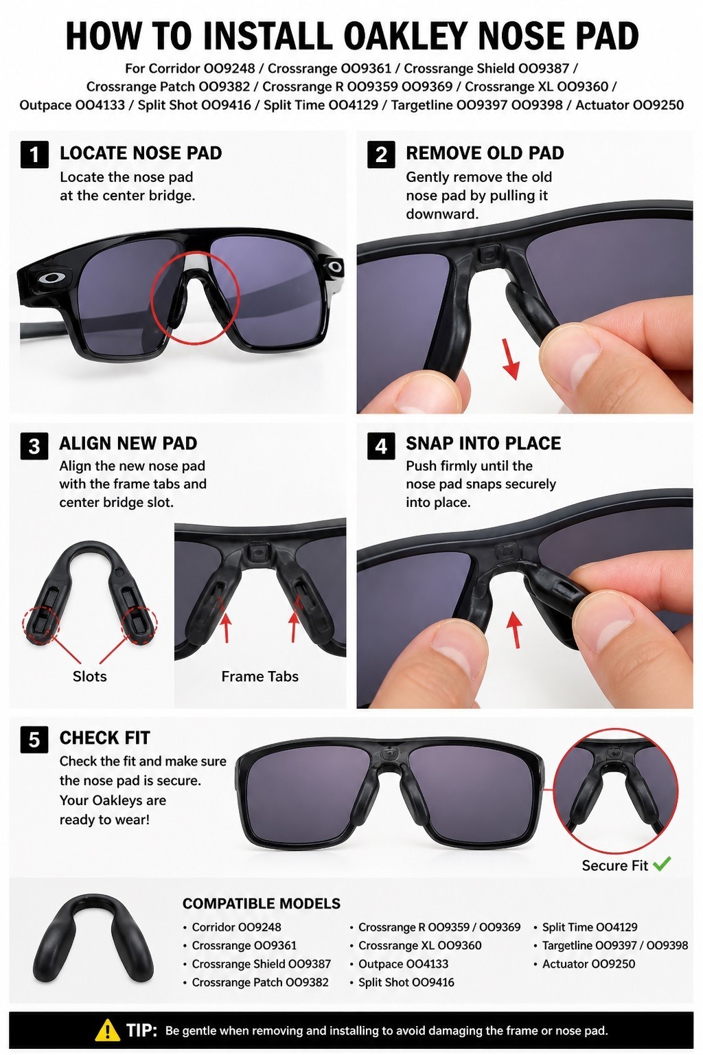 2 Pcs Nose Pad For-Oakley Split Shot/Split Time/Targetline/Crossrange/Outpace..