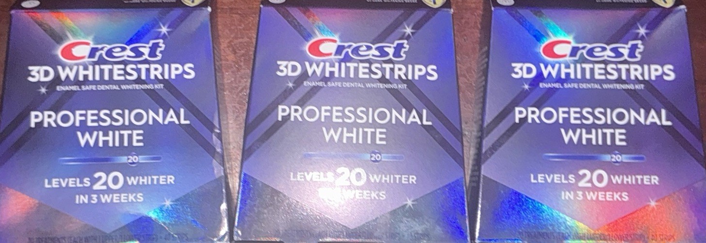 3X= Crest 3D Whitestrips Professional White 20 Levels Whiter 40 Strips Ex. 04/28
