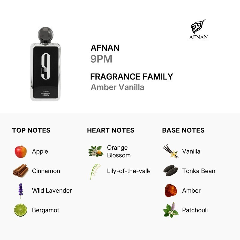 Afnan 9PM Eau De Parfum Spray for Men 3.4 oz 100ml New in Box Authentic