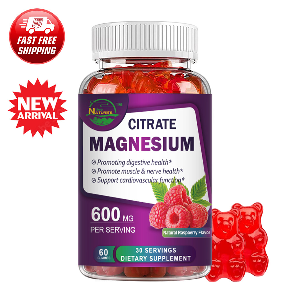 Magnesium Citrate Gummies 600mg Per Serving Highest Potency Supplement Non-GMO