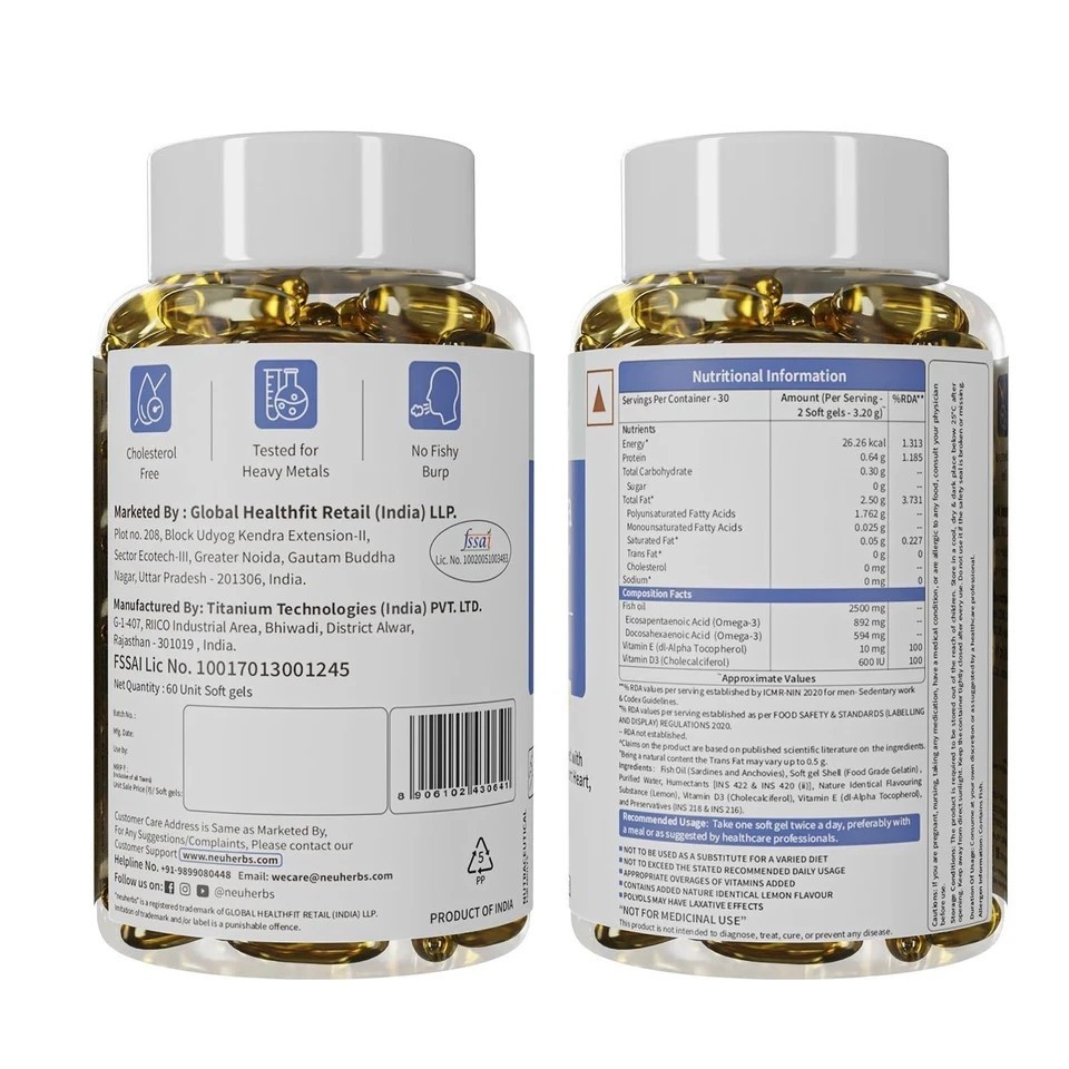 Deep Sea Omega 3 Fish Oil -Omega 3 Supplement Triple Strength 2500 Mg