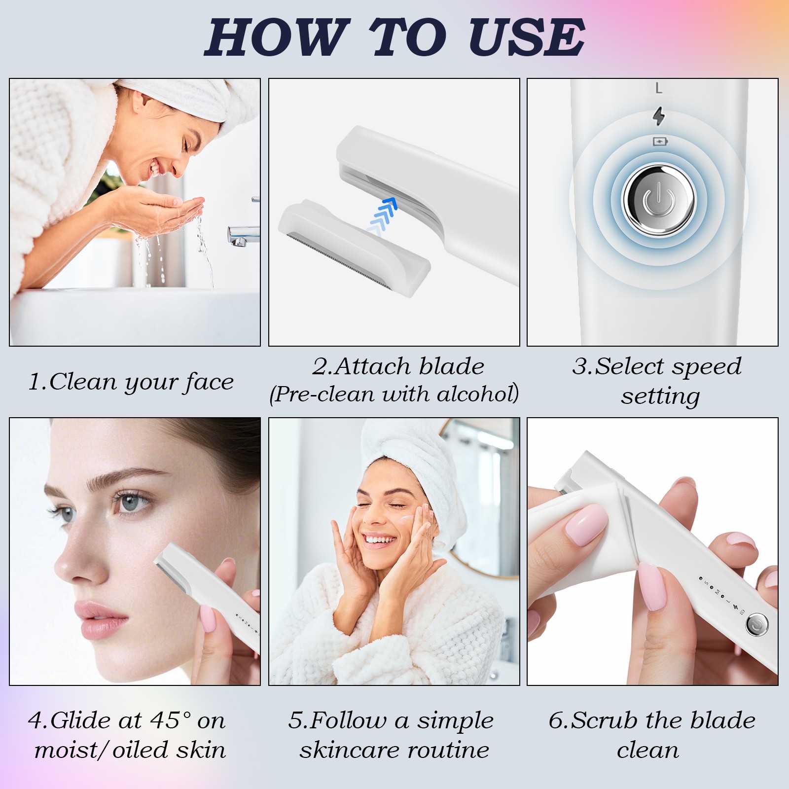 2-in-1 Electric Eyebrow Trimmer Facial Exfoliator 120V Voltage for United States