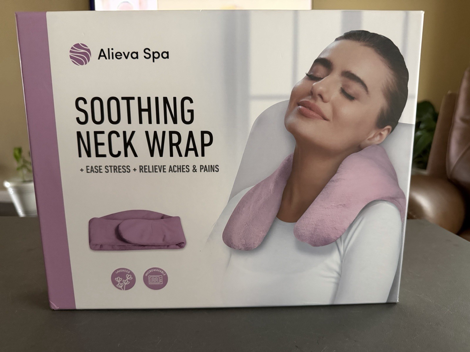 Alieva Spa Soothing Neck Wrap Hot/Cold Therapy Microwaveable Lavender Unsealed