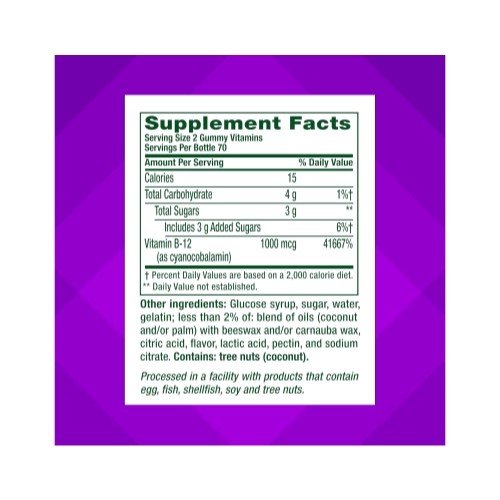 2 Pack Vitafusion B-12 1000 mcg Per Serving Gummy Vitamins Raspberry 140 Count