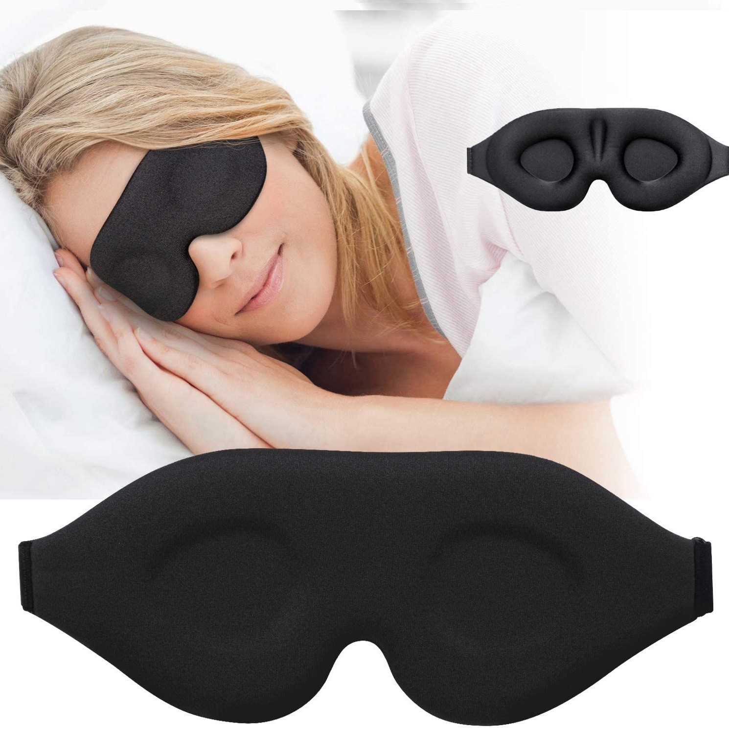 2pcs 3D Sleep Eye Mask for Travel Rest Relax Soft Pad Zero Eye Pressure Black US