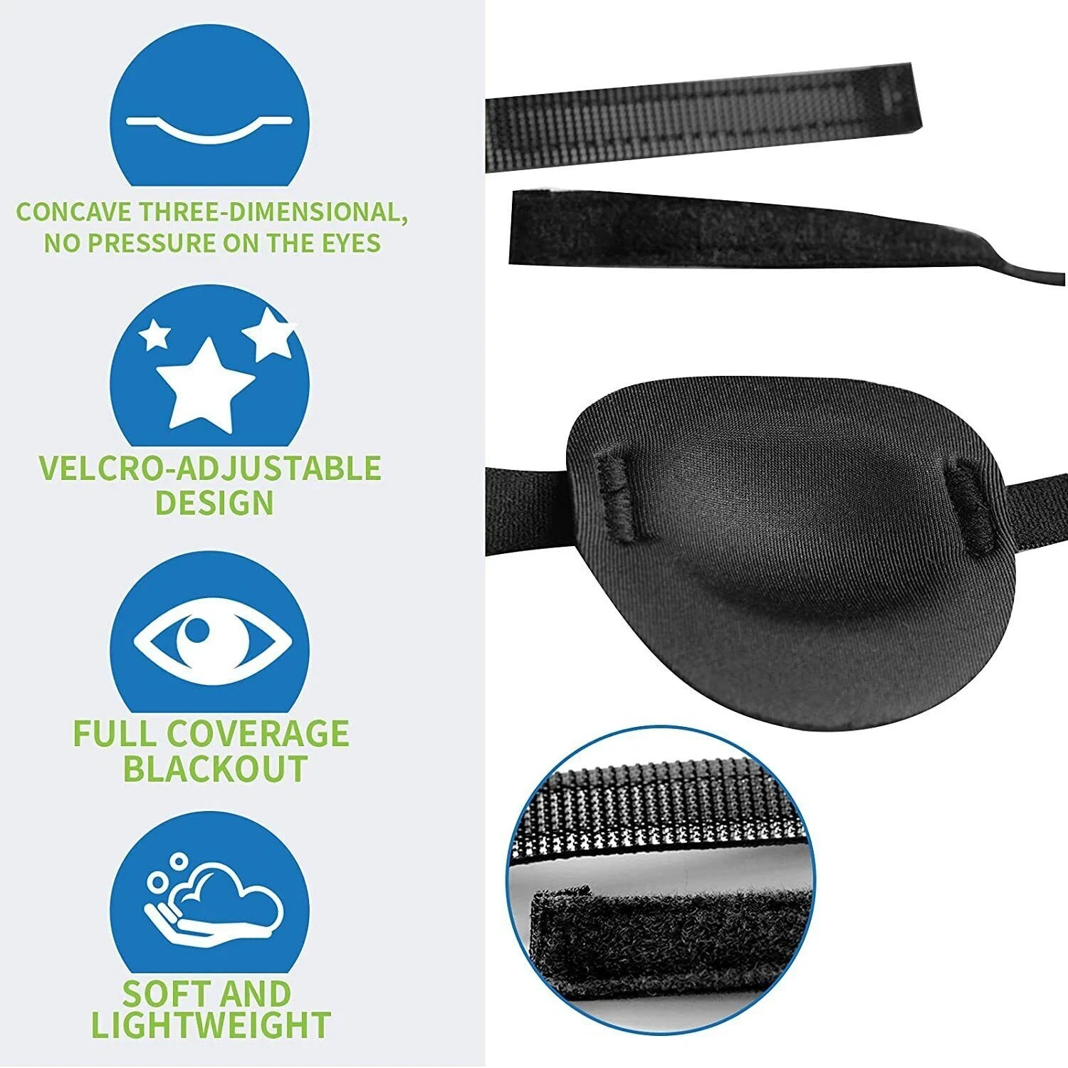 2PCS 3D Adjustable Eye Patches for Left or Right Eyes for Adults and Kids USA